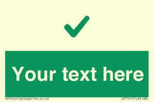 Custom green background, green tick sign
